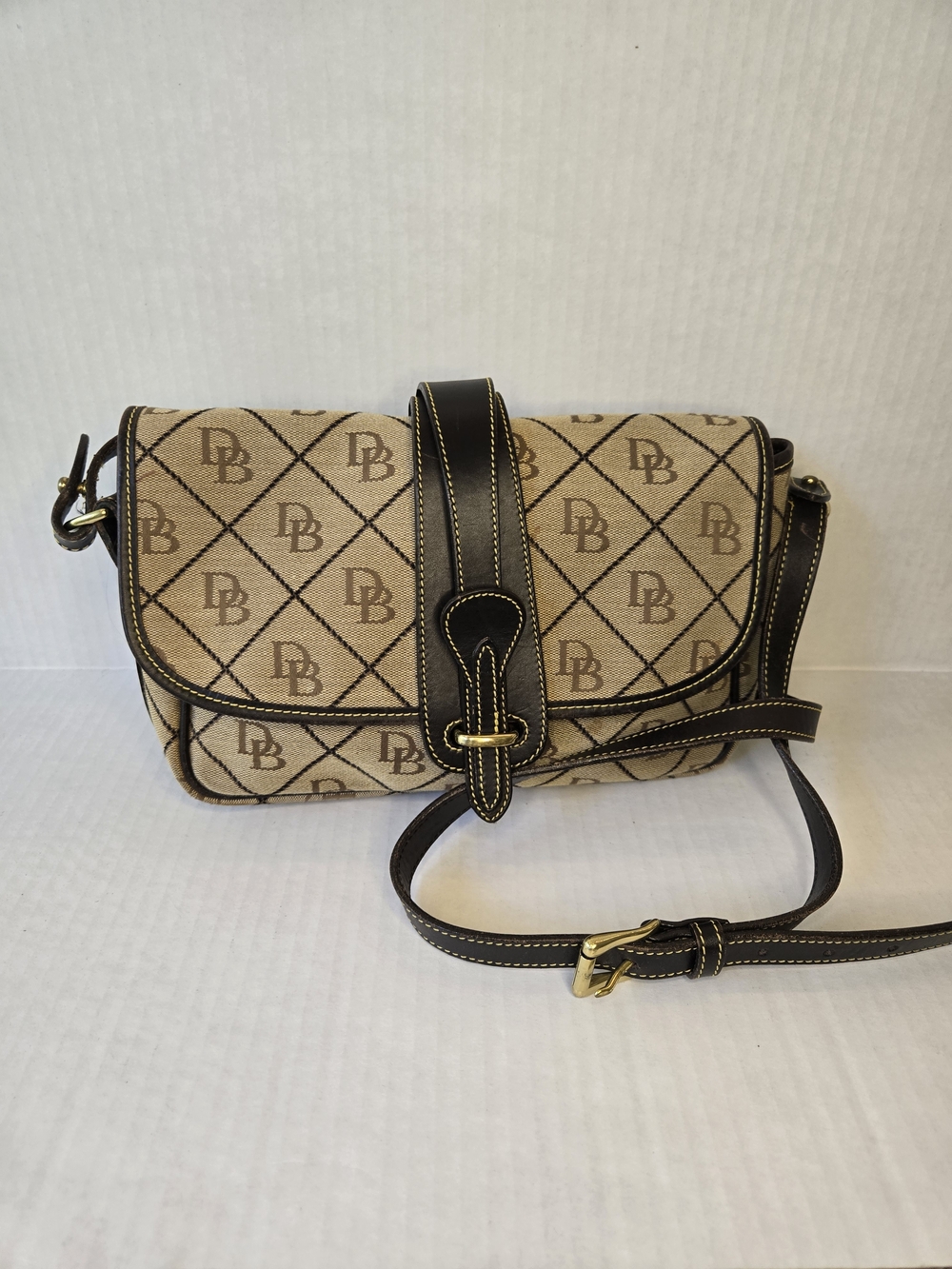 Dooney & Bourke Crossbody Bag with Logo Pattern & Leather Trim